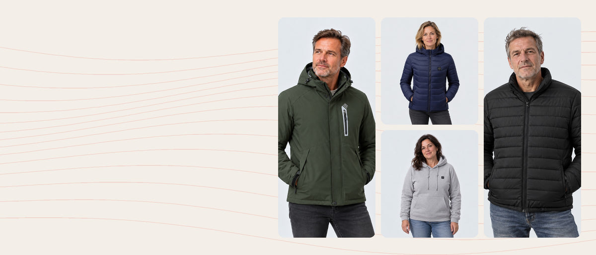 Vier mensen in verwarmde TERMVO-kleding