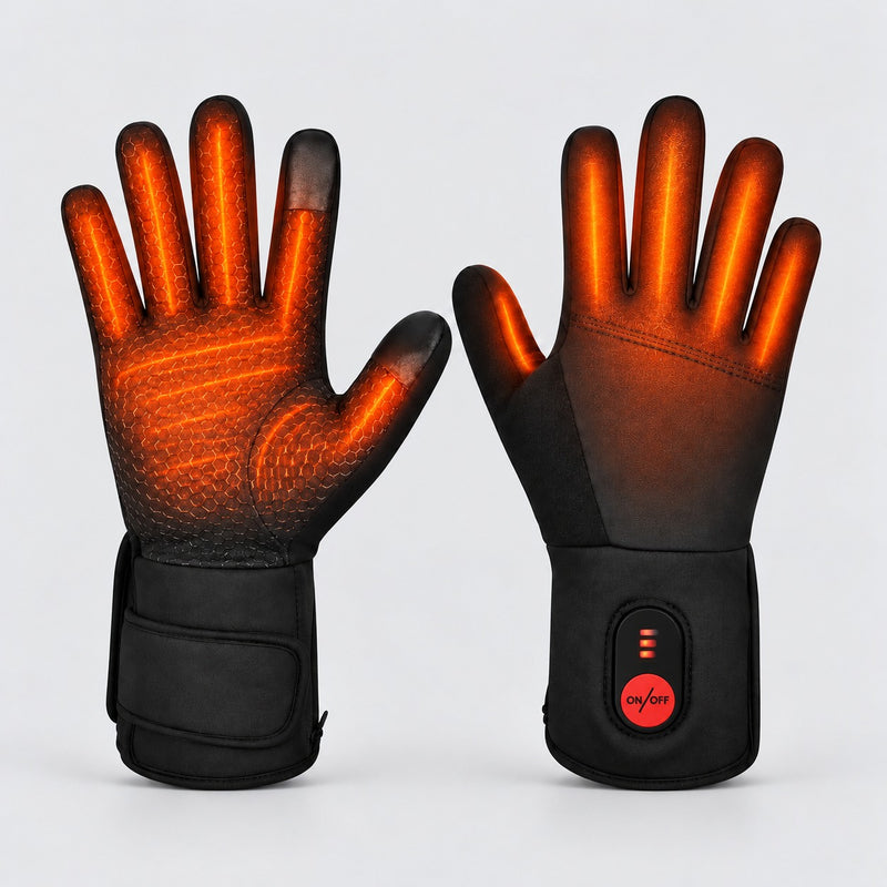 TERMVO verwarmde dunne handschoenen, studiofoto met zichtbare warmtezones
