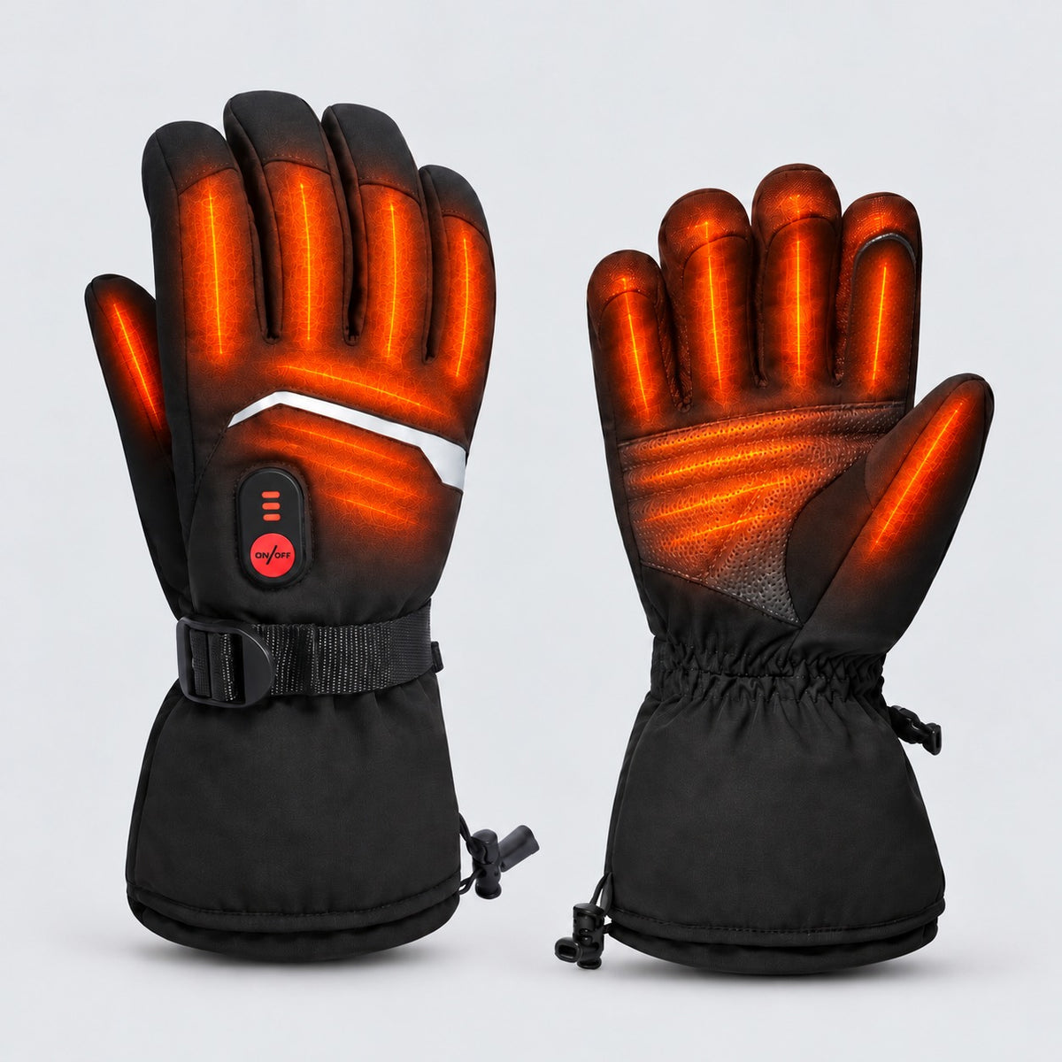 TERMVO verwarmde winterhandschoenen, studiofoto met zichtbare warmtezones