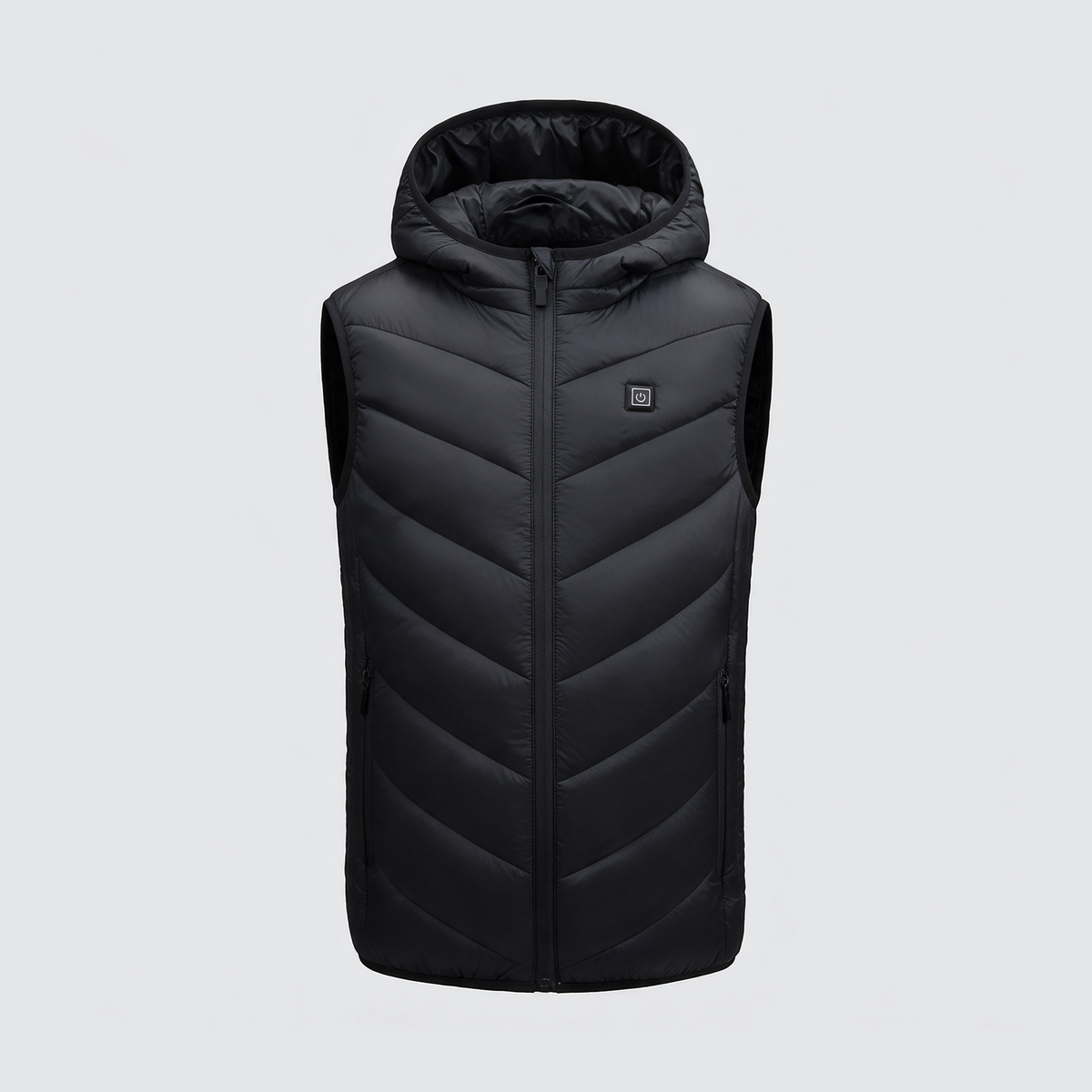 Verwarmde bodywarmer met capuchon zwart